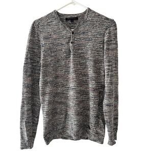 John Varvatos Henley Shirt Mens Large Luxury Cotton Blend Pullover Casual